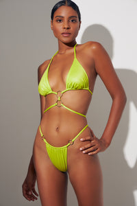 Electra bikini set bright green with gold ring details