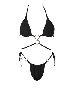 Electra Black - luxury and fully adjustable triangle bikini set made of the highest quality swimwear fabric