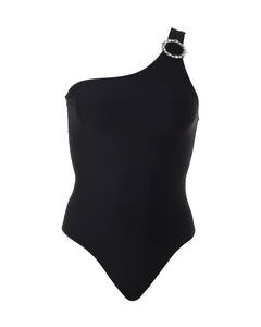 Chantale Black – Versatile high luxury one shoulder swimsuit