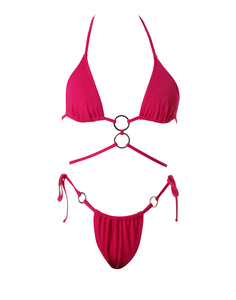 Electra Fuchsia - luxury and fully adjustable triangle bikini set made of the highest quality swimwear fabric